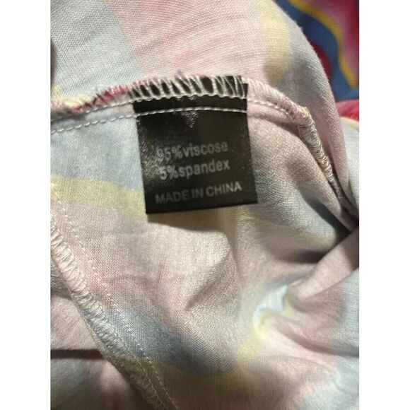 Southern Stitch Fit and Flare Tiered Dress Size Large Rainbow Striped Pride - Picture 4 of 4